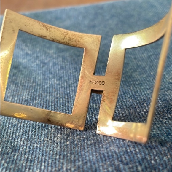 Vintage Sterling Silver Modernist Brutalist Wide Cuff Bracelet Mexico .925 Stamp - Picture 8 of 10